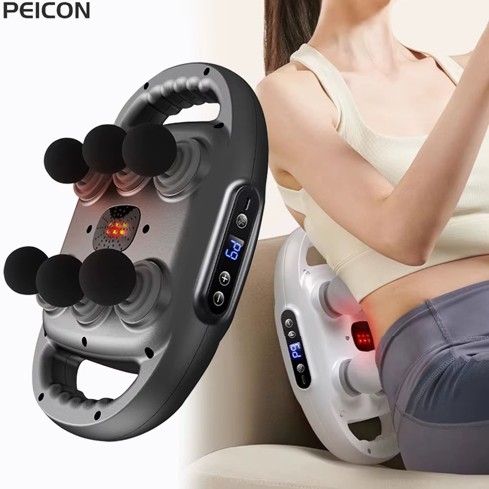 Fascia Gun Muscle Massager Gun High Frequency Back Waist Massage Machine Six-Head Body Shoulder Professional Fascia Massage Gun