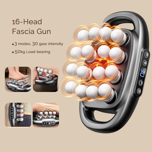 16-Head Fascia Gun High-Frequency Vibration Body Massage Gun Back and Waist Massager Neck Shoulder Massager Muscle Masajeador