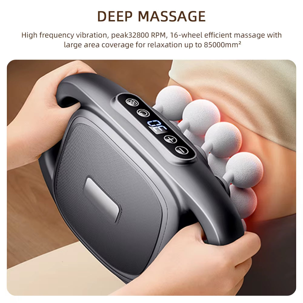 16-Head Fascia Gun High-Frequency Vibration Body Massage Gun Back and Waist Massager Neck Shoulder Massager Muscle Masajeador