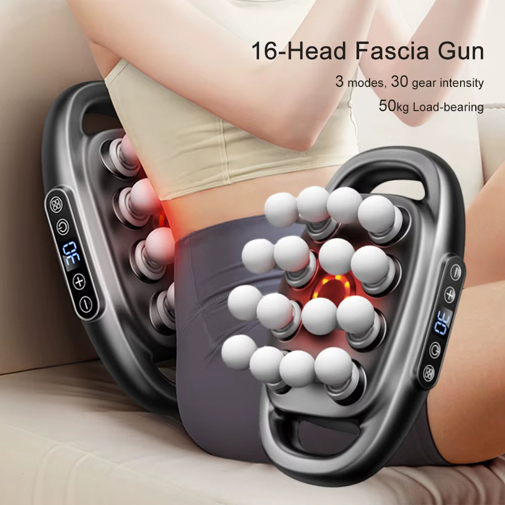 16-Head Fascia Gun High-Frequency Vibration Body Massage Gun Back and Waist Massager Neck Shoulder Massager Muscle Masajeador