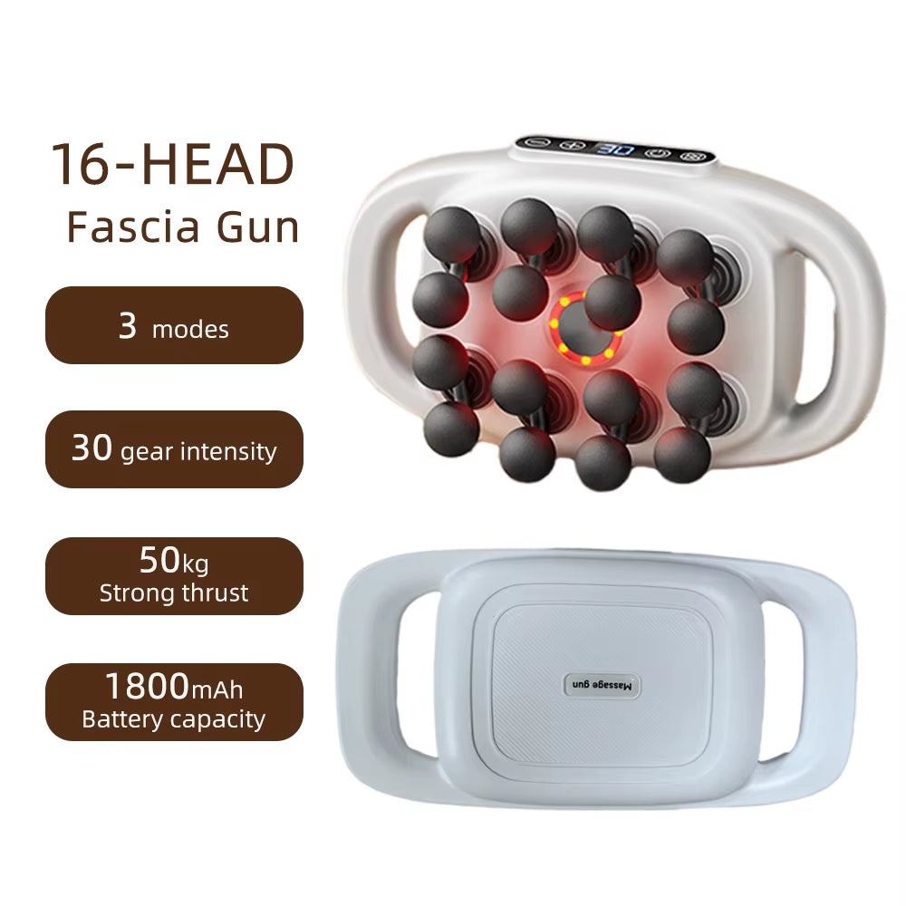 16-Head Fascia Gun High-Frequency Vibration Body Massage Gun Back and Waist Massager Neck Shoulder Massager Muscle Masajeador